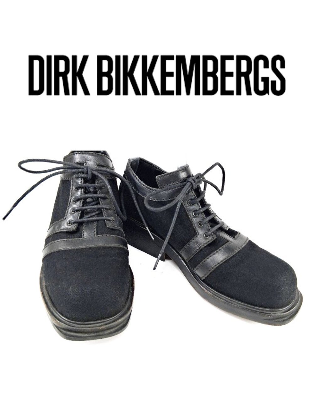 Dirk Bikkembergs Leather Wool Chunky Derby Shoes Black Lace Up Italy Women’s 7